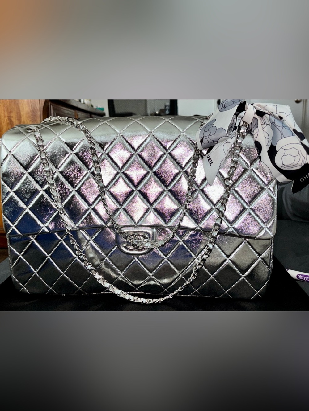XL Metallic Quilted Shoulder Bag